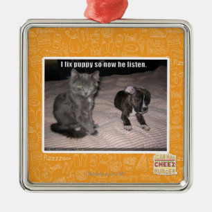 Ich repariere Welpen Silbernes Ornament