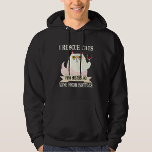 Ich rette die Katze vor den Unterkünften und Wein  Hoodie