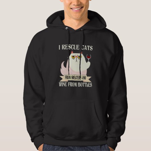 Ich rette die Katze vor den Unterkünften und Wein  Hoodie (Vorderseite)