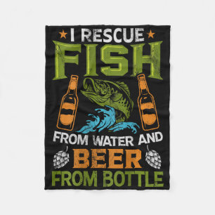 Ich rette Fische aus Wasser und Bier aus Flaschen  Fleecedecke