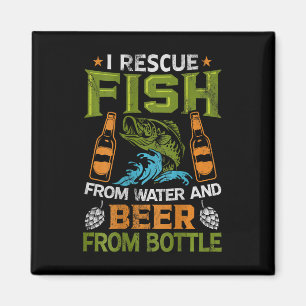 Ich rette Fische aus Wasser und Bier aus Flaschen Magnet