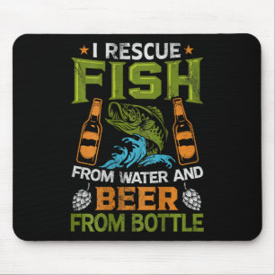 Ich rette Fische aus Wasser und Bier aus Flaschen Mousepad