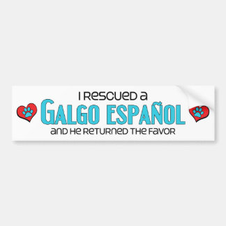 Ich rettete ein Galgo Español (männlicher Hund) Autoaufkleber