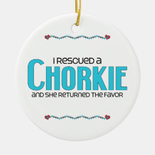 Ich rettete einen Chorkie (weiblichen) Keramik Ornament