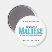 Ich rettete einen Malteser (Männerhund) Magnet (Vorderseite/Rückseite)