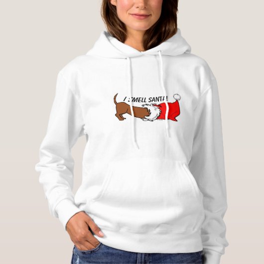 Ich rieche den Weihnachtsmann! Cartoon Dackel Weih Hoodie (Vorderseite)