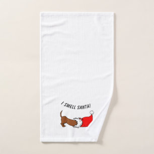 Ich rieche den Weihnachtsmann! Dachshund Cartoon  Handtuch