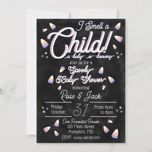 Ich rieche ein Kind Einladung (Vorderseite)