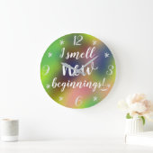 Ich rieche neue buntes Anfänge nettes Zitat Große Wanduhr (Zuhause)