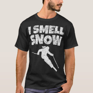 Ich rieche Vintagen weißen weiblichen Skier T-Shirt