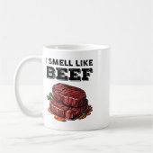 Ich rieche wie Rindfleisch Funny Meme Steak Fleisc Kaffeetasse (Links)