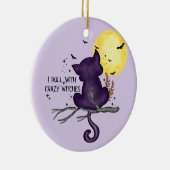 Ich Roll mit verrückten Hexen - Schwarze Katze & V Keramik Ornament (Rechts)