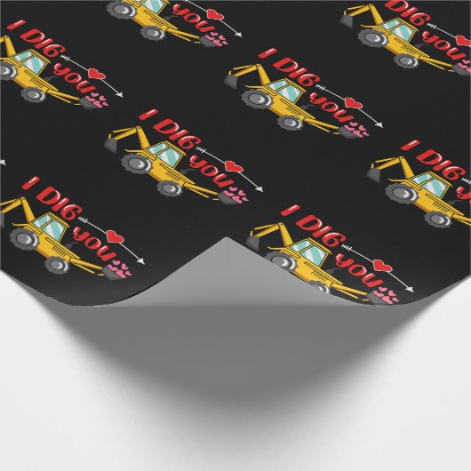 Ich sage dir Backhoe Valentine Geschenkpapier (Ecke)