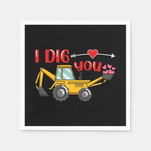 Ich sage dir Backhoe Valentine Serviette (Vorderseite)