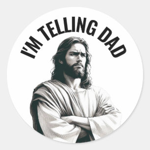 Ich sag's Papa - Lustiges Jesus-Meme Runder Aufkleber