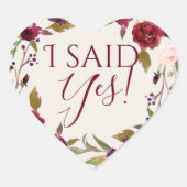 Ich sagte ja! Burgundy Floral Stickers (Vorderseite)