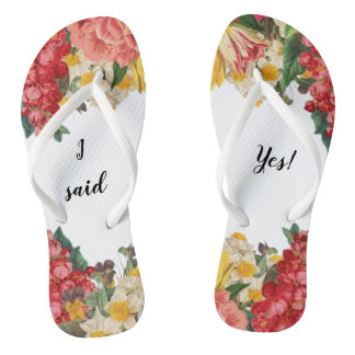 Ich sagte ja! Flip Flops mit bemaltem Blumendesign Badesandalen