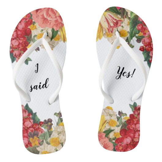 Ich sagte ja! Flip Flops mit bemaltem Blumendesign Badesandalen (Fußbett)