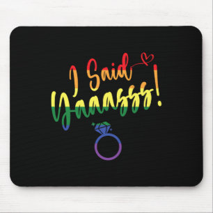 Ich sagte ja Gay Lgbtq Pride Rainbow Groom Bachelo Mousepad