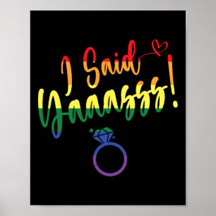 Ich sagte ja Gay Lgbtq Pride Rainbow Groom Bachelo Poster