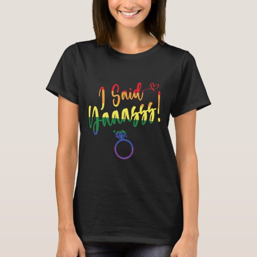 Ich sagte ja Gay Lgbtq Pride Rainbow Groom Bachelo T-Shirt (Vorderseite)