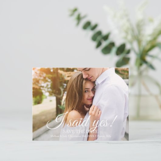 Ich sagte Ja | SAVE THE DATE Postkarte (Stehend Vorderseite)