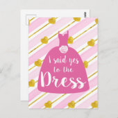 Ich sagte ja zu dieser Brauthochzeit in Rosa Postkarte (Vorne/Hinten)