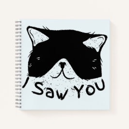 Ich sah dich lustig Katze | Schwarze Katze | Niedl Notizblock