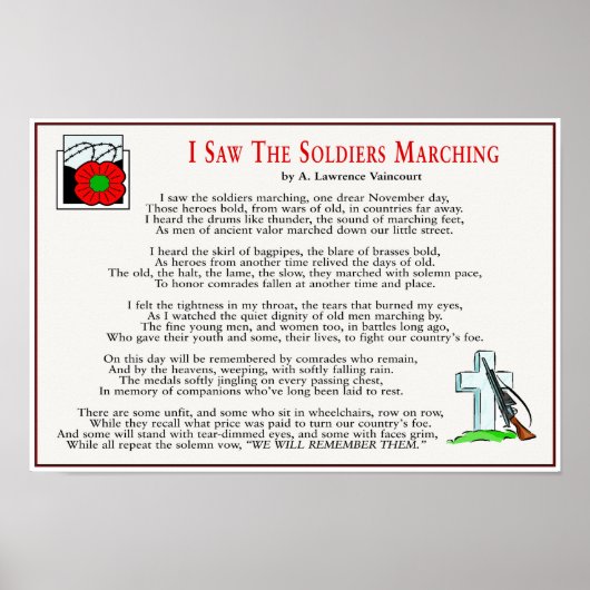 Ich sah die Soldaten 16 Zoll x 11 Zoll marschieren Poster (Vorne)