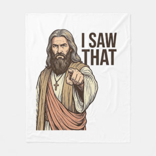 Ich sah diesen religiösen zeigenden Vintage-Stich- Fleecedecke