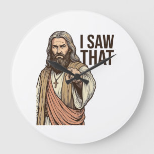 Ich sah diesen religiösen zeigenden Vintage-Stich- Große Wanduhr