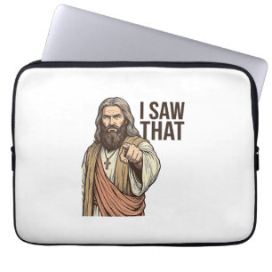 Ich sah diesen religiösen zeigenden Vintage-Stich- Laptopschutzhülle
