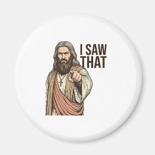 Ich sah diesen religiösen zeigenden Vintage-Stich- Magnet