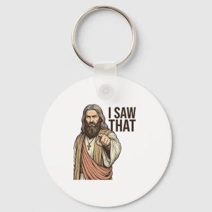 Ich sah diesen religiösen zeigenden Vintage-Stich- Schlüsselanhänger
