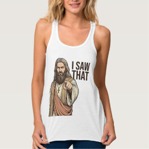 Ich sah diesen religiösen zeigenden Vintage-Stich- Tank Top