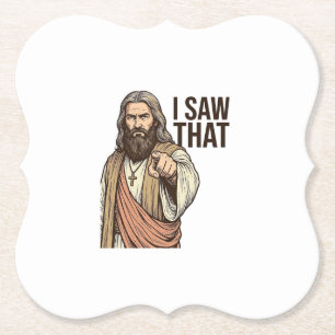 Ich sah diesen religiösen zeigenden Vintage-Stich- Untersetzer