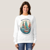 Ich sah drei Schiffe Segelboote Weihnachten im Oze Sweatshirt (Vorne ganz)