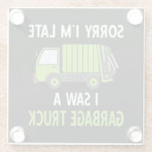 Ich sah eine Mülltrasse Recycelnd Müll Glasuntersetzer (Rückseite)