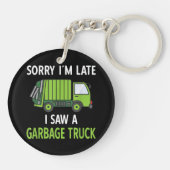 Ich sah eine Mülltrasse Recycelnd Müll Schlüsselanhänger (Rückseite)