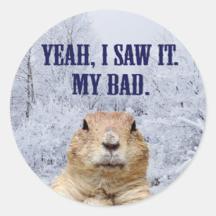 Ich sah es am Tag des Groundhog Runder Aufkleber