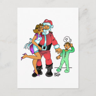 Ich sah, wie Mami den Santa-Claus küsste Feiertagspostkarte