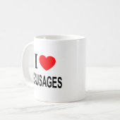 ICH ❤️ SAUSAGES I LIEBE SAUSAGES I HERZSAUSAGES KAFFEETASSE (Vorderseite Links)