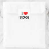 ICH ❤️ SAXOPHONE I LIEBE SAXOPHONE I HERZ SAXOPHON QUADRATISCHER AUFKLEBER (Tasche)