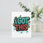 ICH SCHAFF DAS Graffiti-Style-Motivations-Typograf Postkarte (Stehend Vorderseite)