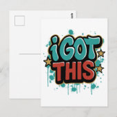 ICH SCHAFF DAS Graffiti-Style-Motivations-Typograf Postkarte (Vorne/Hinten)