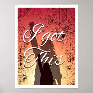 Ich schaff das Sonnenuntergang Triumphierende Fr Poster