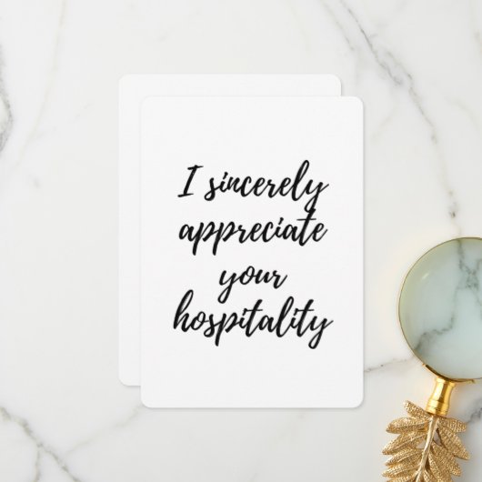 Ich schätze Ihre Gastfreundschaft Dankeskarte (Vorderseite/Rückseite Beispiel)