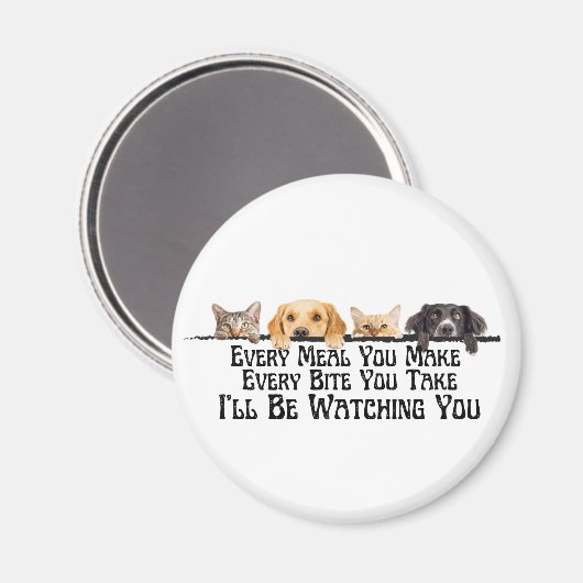 Ich schaue dir das lustige Katzen- und Hundemagnet Magnet (Vorderseite/Rückseite)