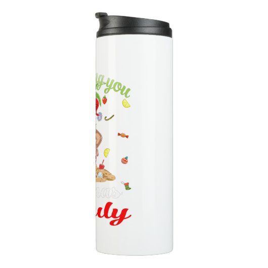 Ich schaue dir Weihnachten im Juli oben zu Thermosbecher (Nach rechts gedreht)