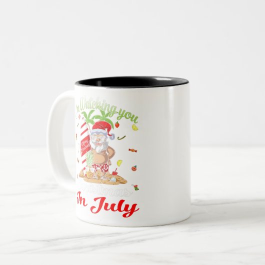 Ich schaue dir Weihnachten im Juli oben zu Zweifarbige Tasse (Vorderseite Links)